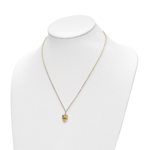 14k Polished Diamond Cut Green Enamel Tiger Necklace with free gift