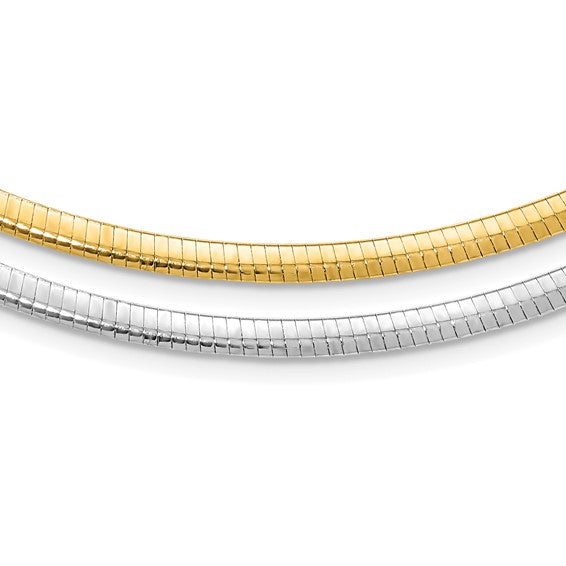 Reversible 14k Yellow and White Gold Omega Necklace