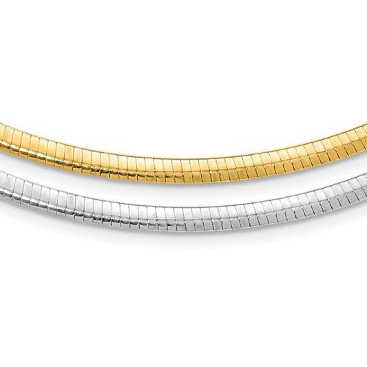 Reversible 14k Yellow and White Gold Omega Necklace