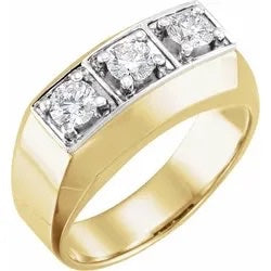 14K Yellow/White 1 CTW Natural Diamond Men's Ring or Wedding Band