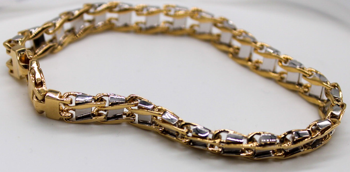 14k Two-Tone Railroad Link Man's Bracelet
