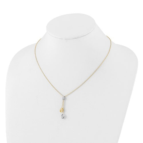 Leslie's 14K Two-tone Diamond-cut Beads Drop Necklace