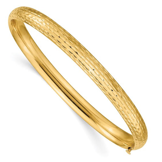 14k 4/16 Diamond-cut Fancy Hinged Bangle