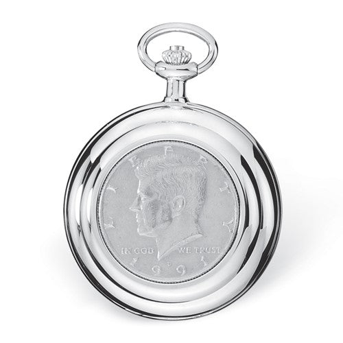 Charles Hubert Half Dollar Coin/Plain Polished Back Pocket Watch
