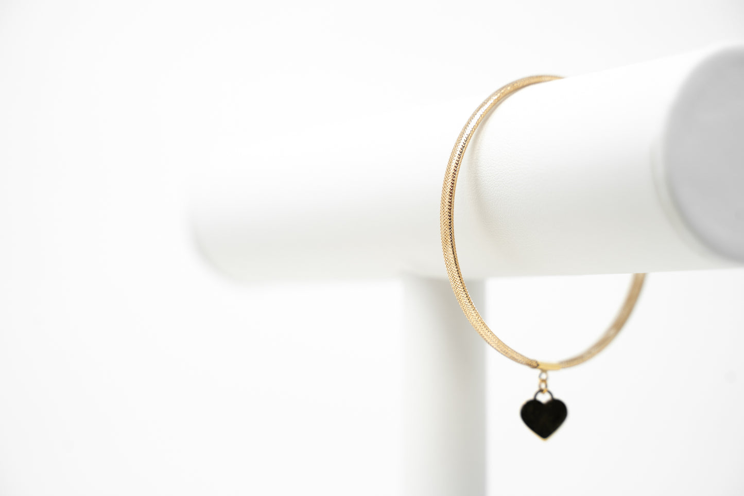 14k Gold Stretch Heart Tag Bracelet