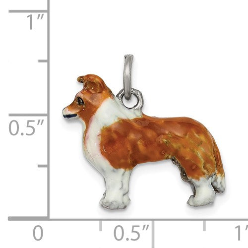 Sterling Silver Enameled Shetland Sheepdog Charm