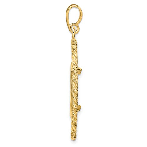14k Greek Key with Rope Border Prong Coin Bezel Pendant