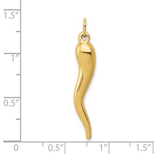 14k Gold 3D Italian Horn