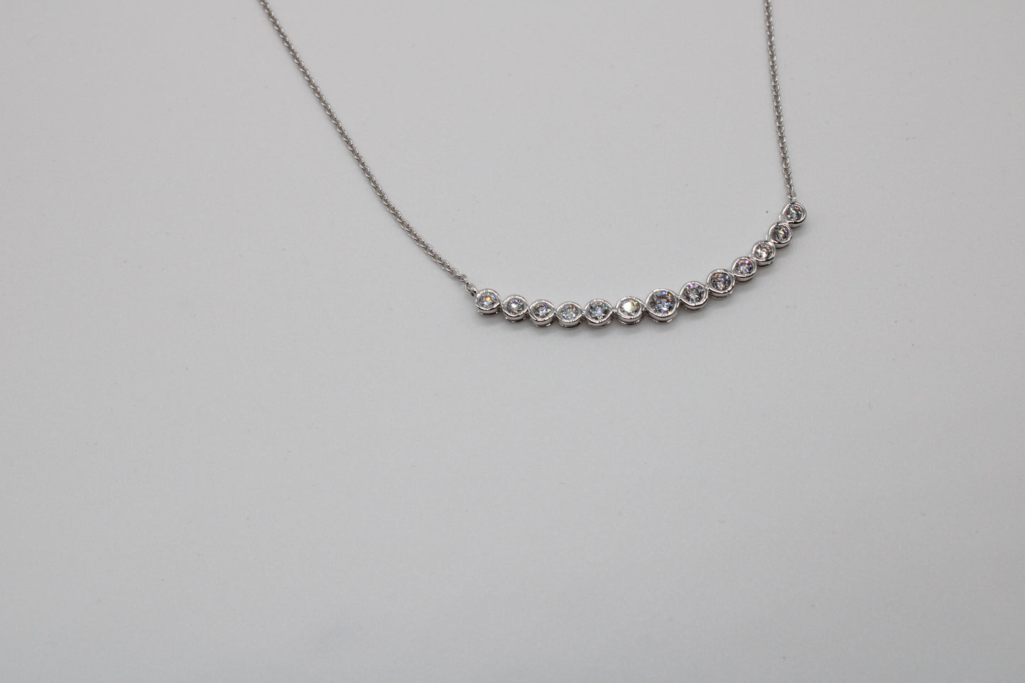 14k White Gold 1/2cttw Diamond Bar Necklace