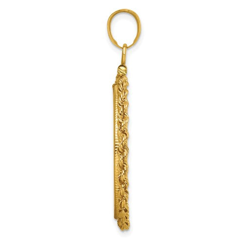 14k Rope Diamond-cut Screw Top Coin Bezel Pendant