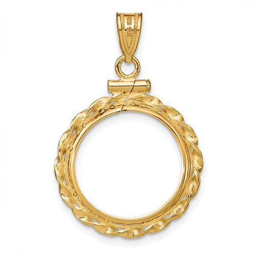 14k Twisted Wire Screw top Coin Bezel Pendant