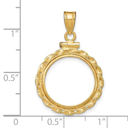 14k Twisted Wire Screw top Coin Bezel Pendant