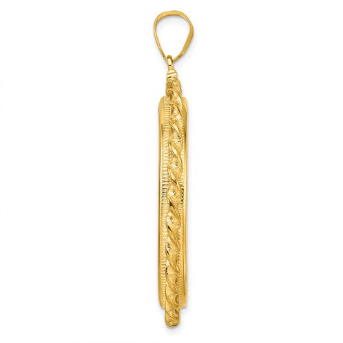14k Wide Twisted Wire Screw top Coin Bezel Pendant