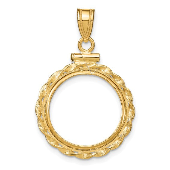14k Twisted Wire Screw top Coin Bezel Pendant