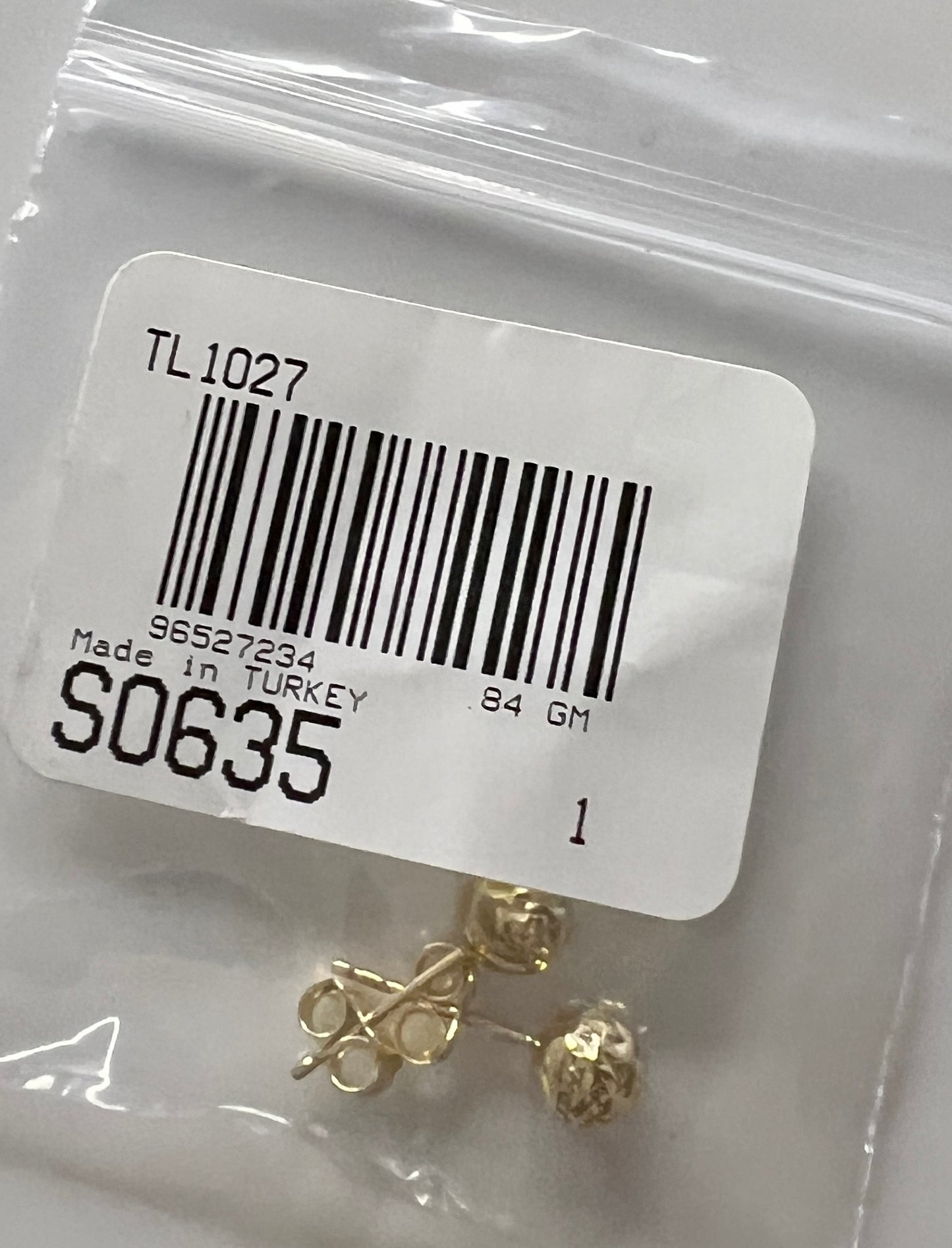 14k Gold Diamond Cut Ball Earrings