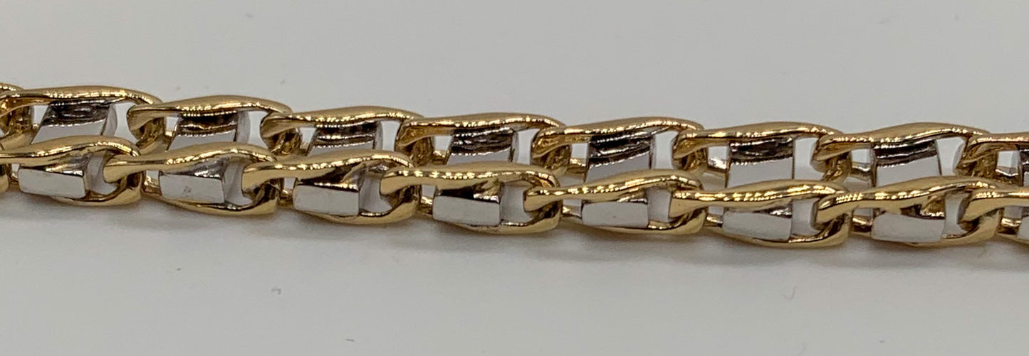 14k Two-Tone Railroad Link Man's Bracelet