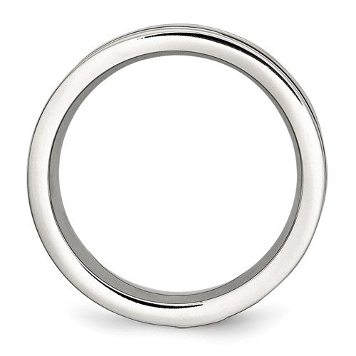 Unisex Stainless Steel Diamond Wedding Band by Chisel