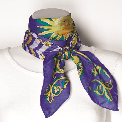 Jackie Kennedy Blue Zodiac Handmade Silk 35in Fashion Scarf by Camrose and Kross