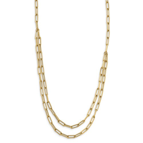 Leslie's 14k Polished Double-layer Paperclip Link Necklace