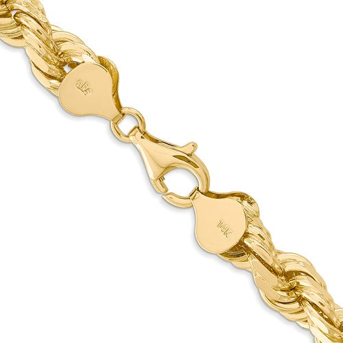 14K Yellow Gold Diamond-cut 20 inch Solid Rope Chain