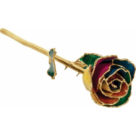 Lacquered Rainbow Rose with Gold Trim