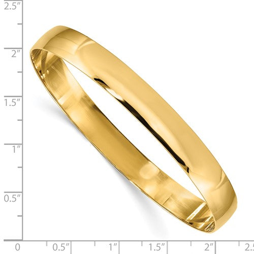 14k Yellow Gold 8mm Slip On Round Bangle, from 302 Fine Jewelry Collection