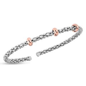 Sterling Silver Popcorn Rose Gold Station Bracelet