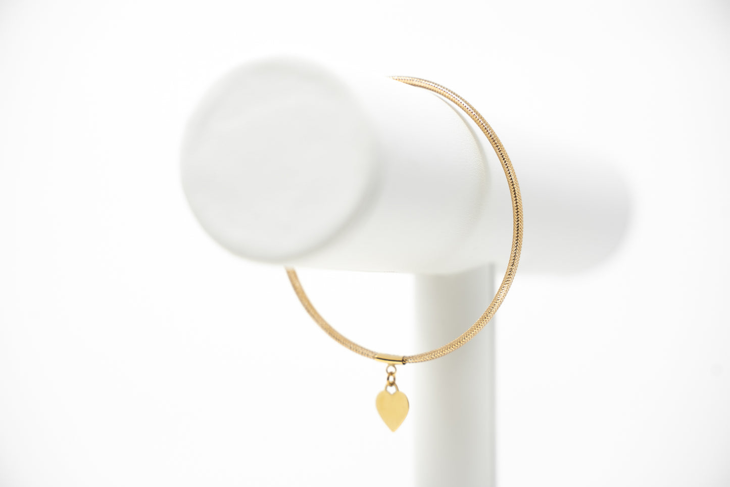 14k Gold Stretch Heart Tag Bracelet