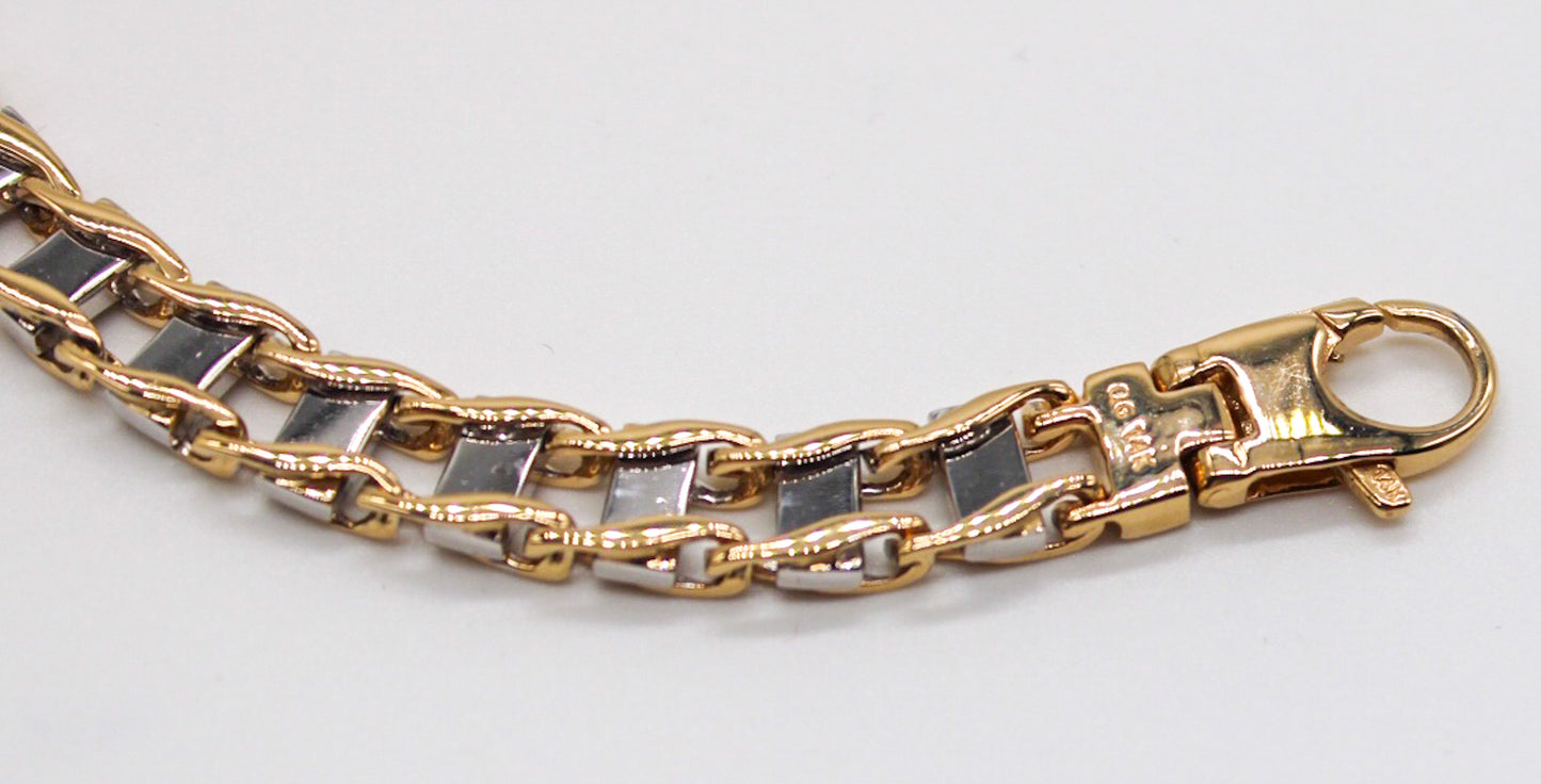 14k Two-Tone Railroad Link Man's Bracelet