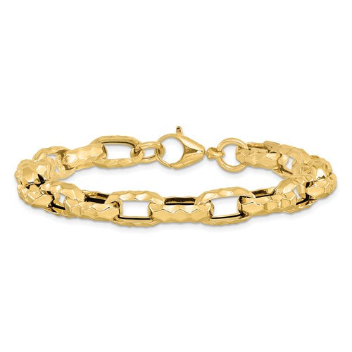 Leslie's 14K Polished Hammered Graduated Open Link Bracelet