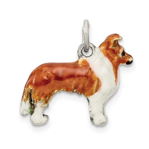 Sterling Silver Enameled Shetland Sheepdog Charm