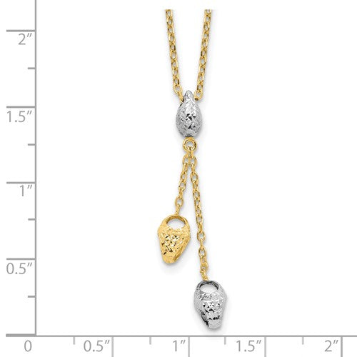 Leslie's 14K Two-tone Diamond-cut Beads Drop Necklace