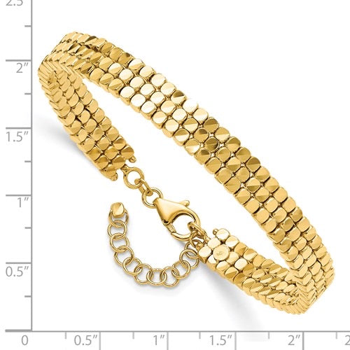 14K Polished D/C Flexible Cuff Bangle Bracelet