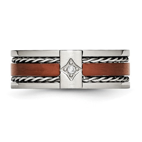 Unisex Stainless Steel Diamond Wedding Band by Chisel