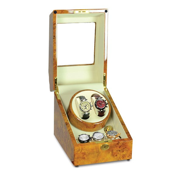 Steinhausen Heritage Burlwood Double Watch Winder with Storage