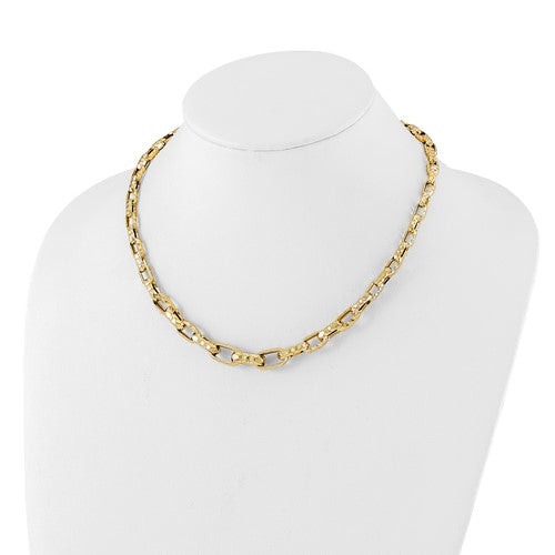 Leslie's 14K Polished Hammered Graduated Open Link Necklace