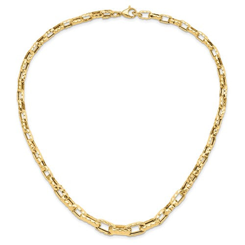 Leslie's 14K Polished Hammered Graduated Open Link Necklace