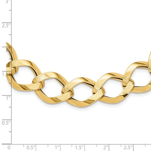 Leslie's 14K Polished Brushed Hollow Fancy Link Necklace