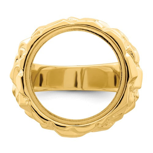 14k Nugget Style Coin Ring holds 13mm coin