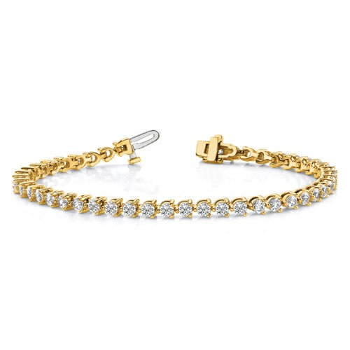 Lab Grown VS/SI D,E,F Diamond Tennis Bracelet, 14k Yellow Gold