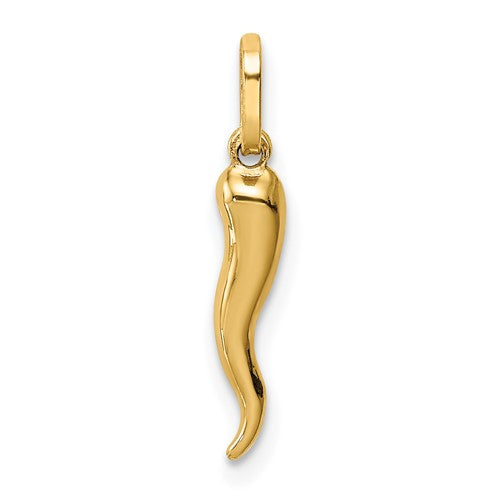 14k Hollow 3D Italian Horn Charm