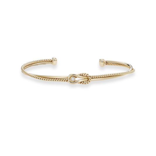 L'INFINITO 14K GOLD & DIAMOND KNOT CUFF by Phillip Gavriel