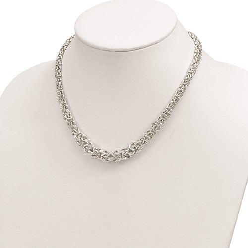 Sterling Silver Polished Byzantine Graduated Link Necklace