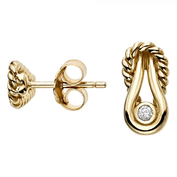 L'INFINITO 14K GOLD & DIAMOND KNOT EARRINGS by Phillip Gavriel