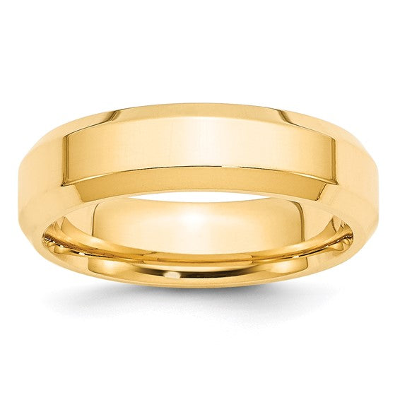 Buy 1, Get 1 free-10K Gold 6mm Bevel Edge Comfort Fit Wedding Band; Sizes 4 - 14