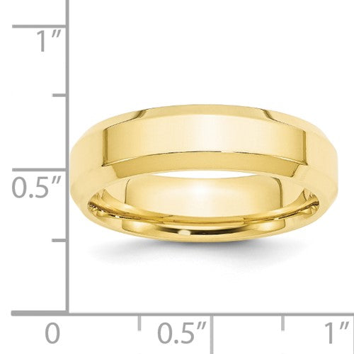 Buy 1, Get 1 free-10K Gold 6mm Bevel Edge Comfort Fit Wedding Band; Sizes 4 - 14