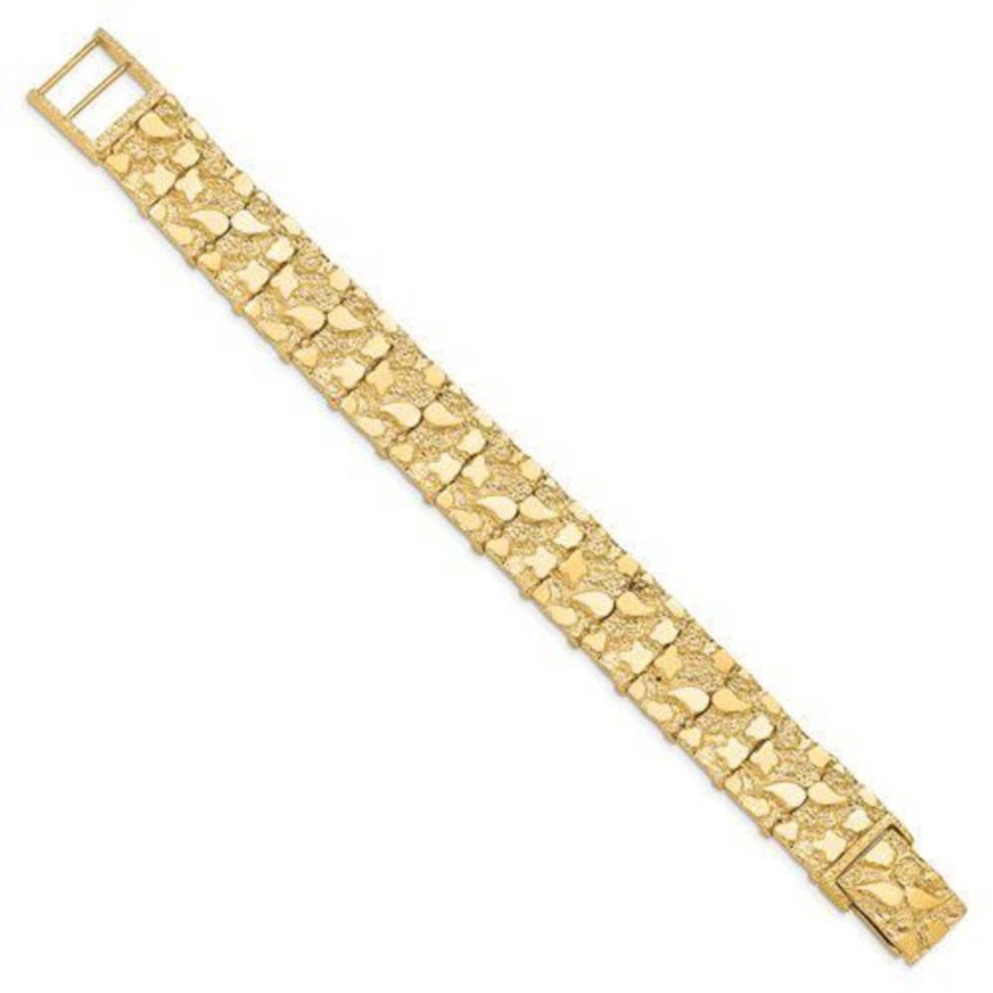 10k Gold NUGGET Bracelet- 8 inches long- 15mm wide