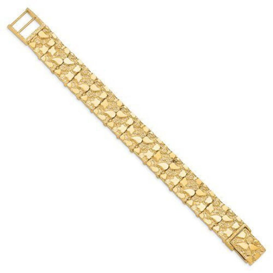 10k Gold NUGGET Bracelet- 8 inches long- 15mm wide