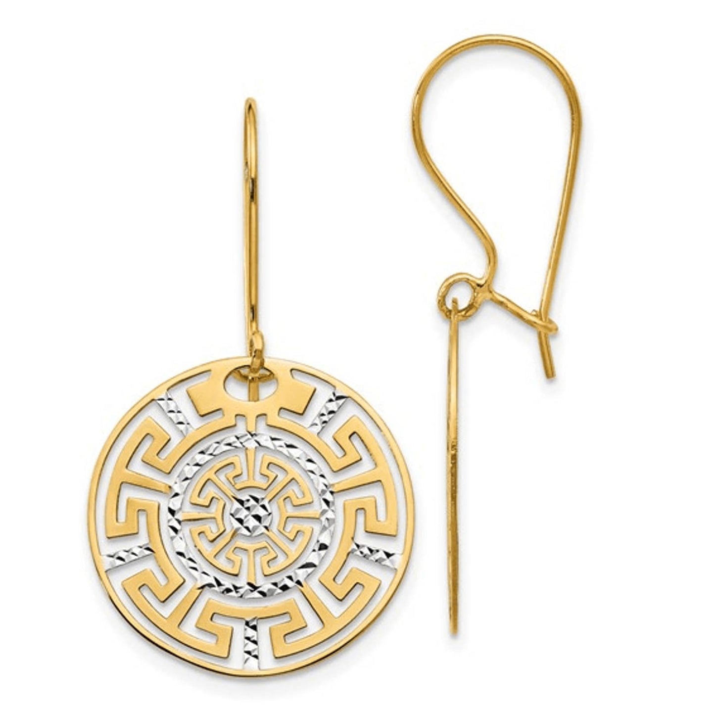 Leslie's 14K Two-tone Greek Key Dangle Earrings