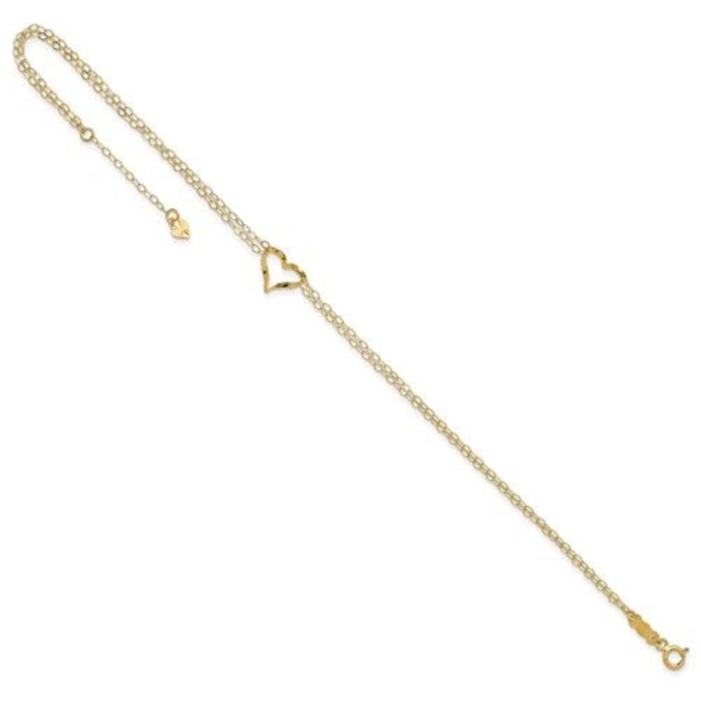 14k Double Strand Heart Anklet, Brand New
